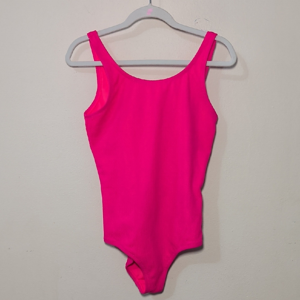 Zyia Active Hot Pink Girls Textured One-Piece Swimsuit Beach Summer Size 10-11